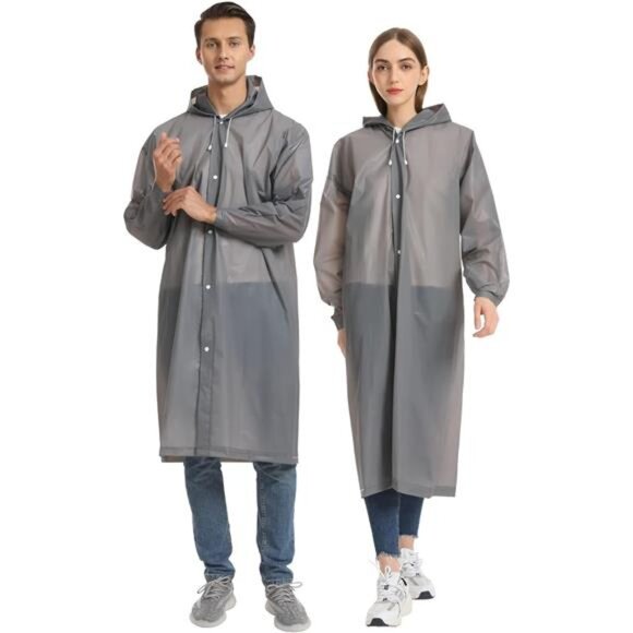 2 Pack Raincoats for Adults Reusable, EVA Rain Ponchos Lightweight Rain Gear - Picture 1 of 7
